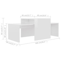 Produktbild för Soffbord set vit högglans 100x48x40 cm konstruerat trä