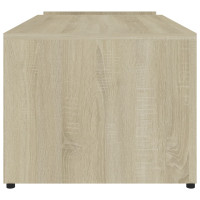 Produktbild för Soffbord vit och sonoma-ek 90x45x35 cm konstruerat trä