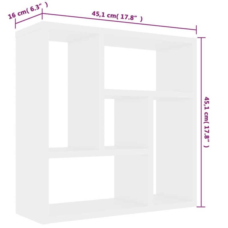 Produktbild för Vägghylla vit 45,1x16x45,1 cm spånskiva
