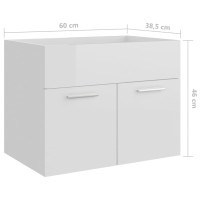 Produktbild för Tvättställsskåp vit högglans 60x38,5x46 cm konstruerat trä