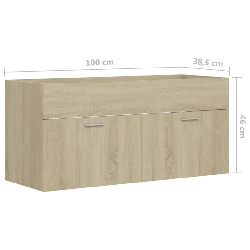 Produktbild för Tvättställsskåp sonoma-ek 100x38,5x46 cm konstruerat trä