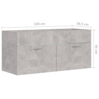 Miniatyr av produktbild för Tvättställsskåp betonggrå 100x38,5x46 cm konstruerat trä