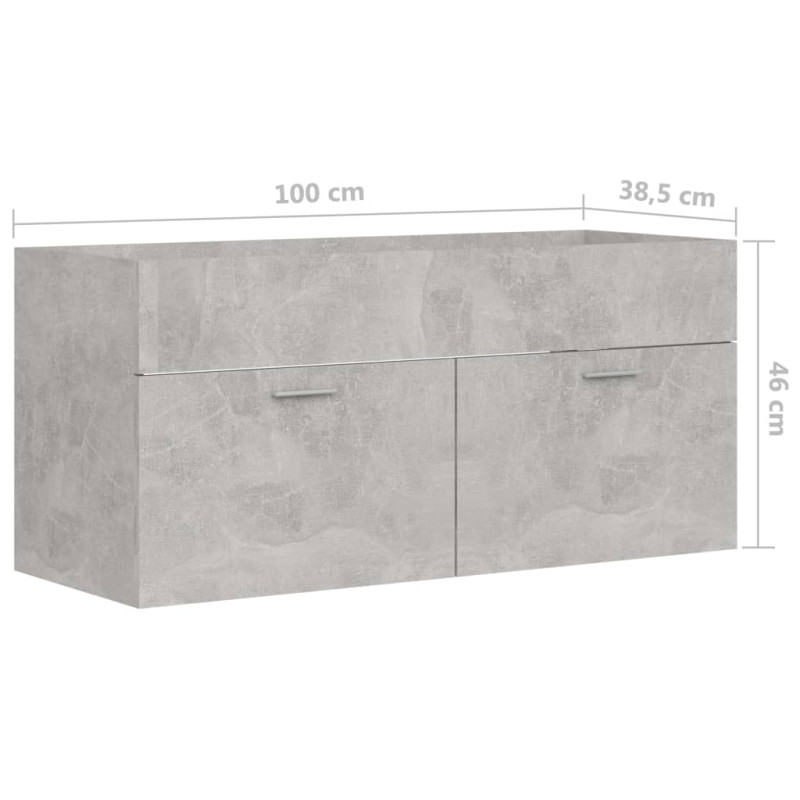 Produktbild för Tvättställsskåp betonggrå 100x38,5x46 cm konstruerat trä