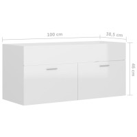 Miniatyr av produktbild för Tvättställsskåp vit högglans 100x38,5x46 cm konstruerat trä