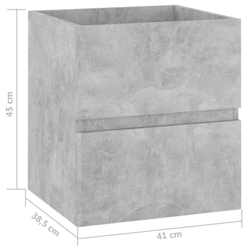 Produktbild för Tvättställsskåp betonggrå 41x38,5x45 cm spånskiva