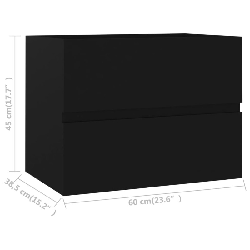 Produktbild för Tvättställsskåp svart 60x38,5x45 cm spånskiva