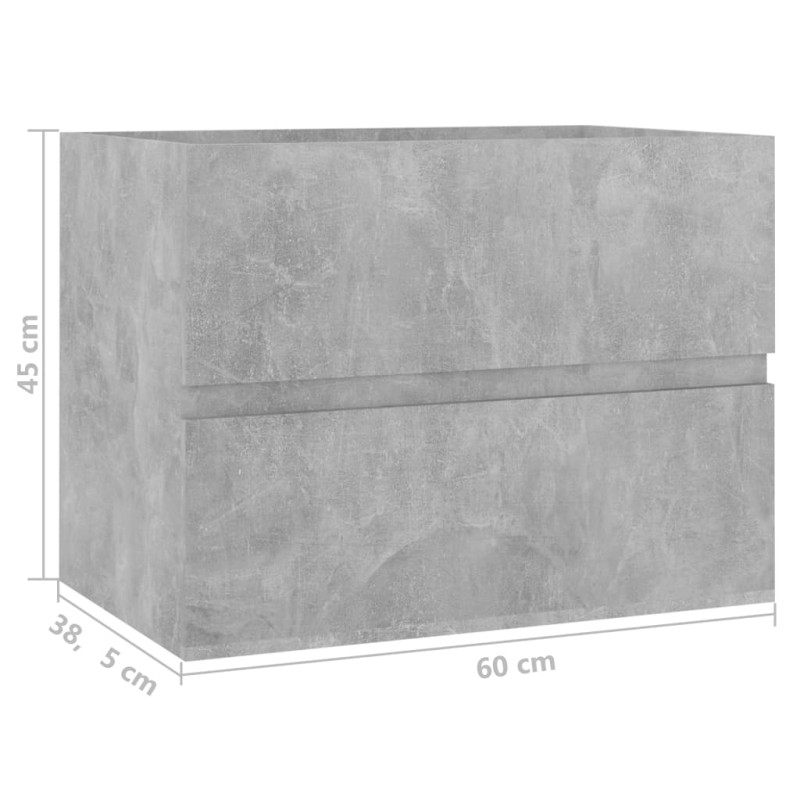 Produktbild för Tvättställsskåp betonggrå 60x38,5x45 cm spånskiva