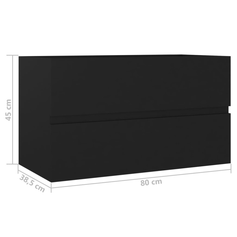 Produktbild för Tvättställsskåp svart 80x38,5x45 cm spånskiva