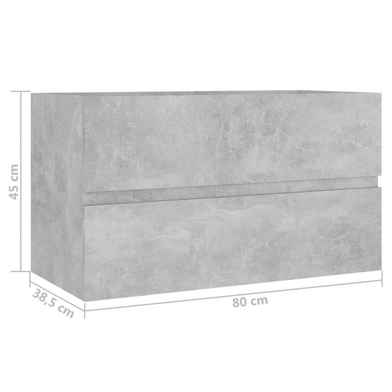 Produktbild för Tvättställsskåp betonggrå 80x38,5x45 cm spånskiva