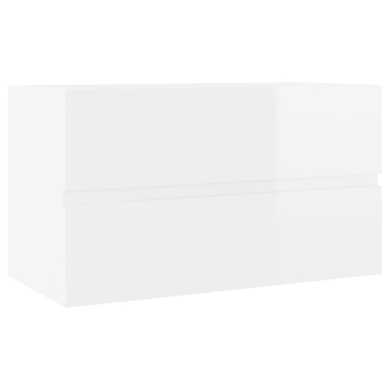 Produktbild för Tvättställsskåp vit högglans 80x38,5x45 cm spånskiva