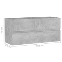 Produktbild för Tvättställsskåp betonggrå 100x38,5x45 cm konstruerat trä
