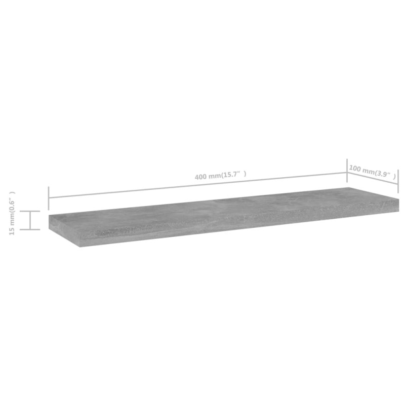 Produktbild för Hyllplan 4 st betonggrå 40x10x1,5 cm konstruerat trä