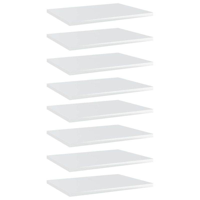 Produktbild för Hyllplan 8 st vit högglans 40x30x1,5 cm konstruerat trä