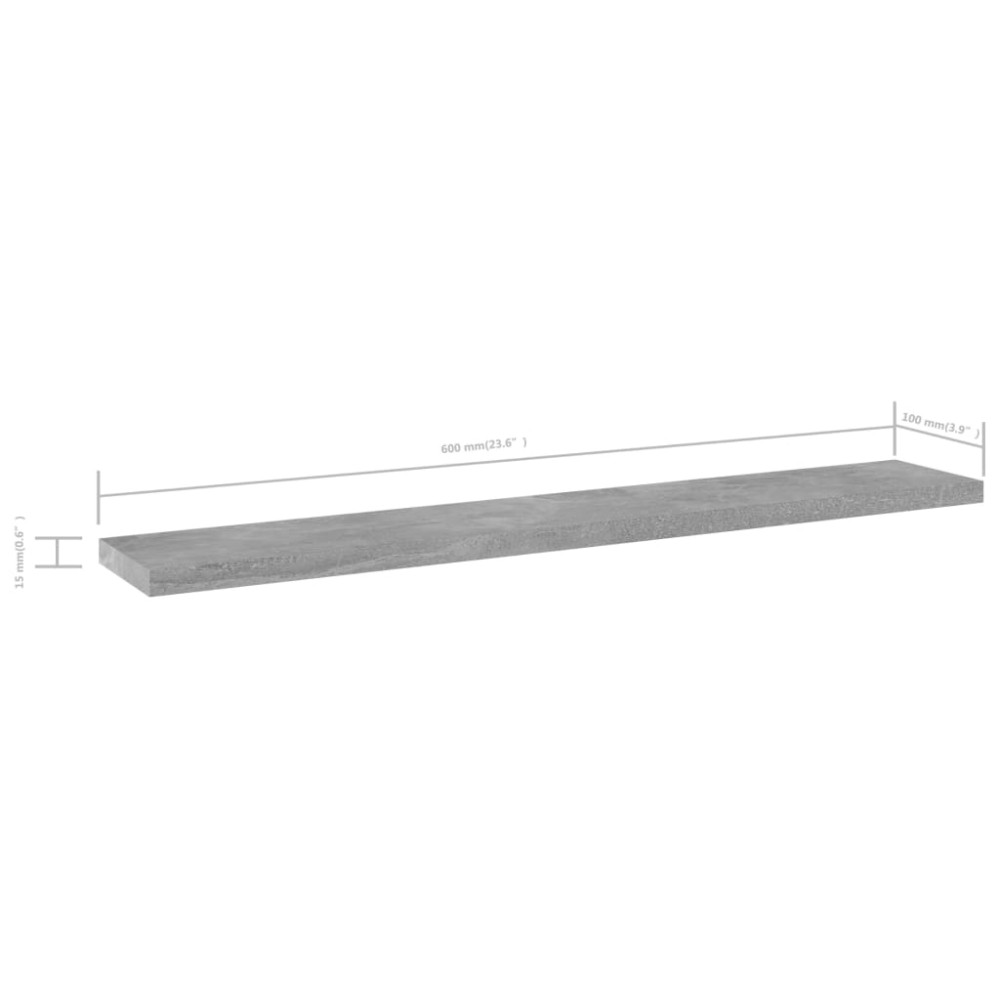 Produktbild för Hyllplan 4 st betonggrå 60x10x1,5 cm konstruerat trä