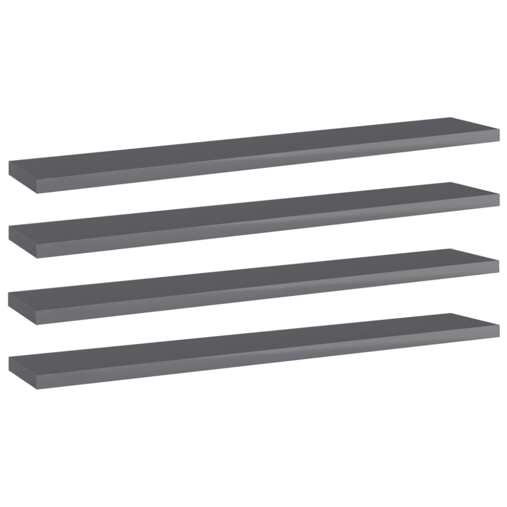Produktbild för Hyllplan 4 st grå högglans 60x10x1,5 cm konstruerat trä