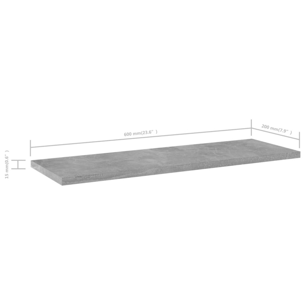 Produktbild för Hyllplan 4 st betonggrå 60x20x1,5 cm konstruerat trä