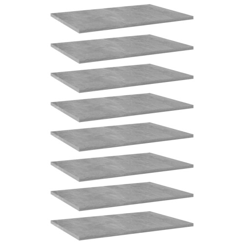 vidaXL Hyllplan 8 st betonggrå 60x40x1,5 cm konstruerat trä