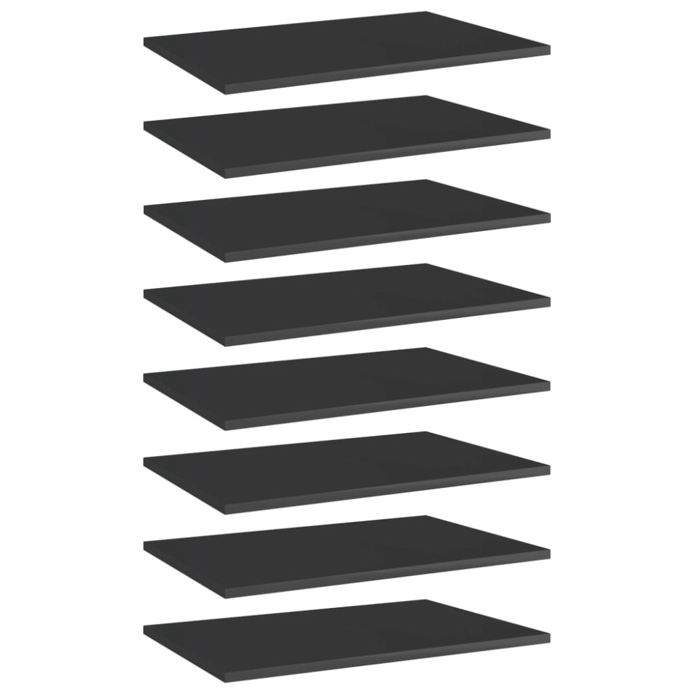 Produktbild för Hyllplan 8 st svart högglans 60x40x1,5 cm konstruerat trä