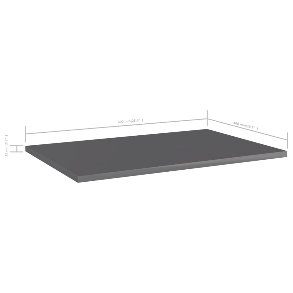 Produktbild för Hyllplan 8 st grå högglans 60x40x1,5 cm konstruerat trä