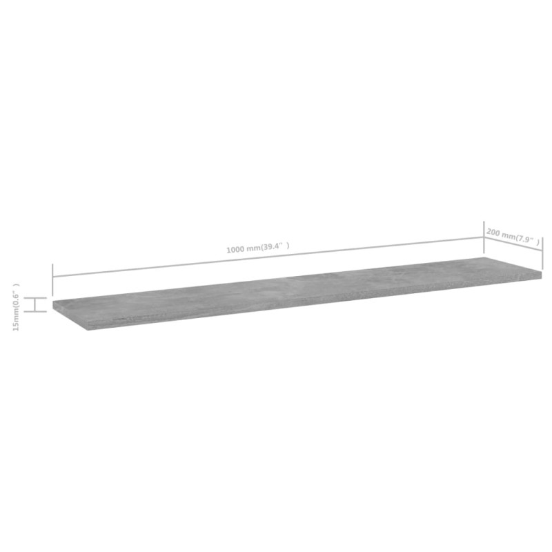 Produktbild för Hyllplan 4 st betonggrå 100x20x1,5 cm konstruerat trä