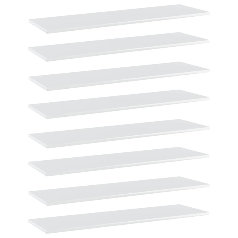 Produktbild för Hyllplan 8 st vit högglans 100x30x1,5 cm konstruerat trä