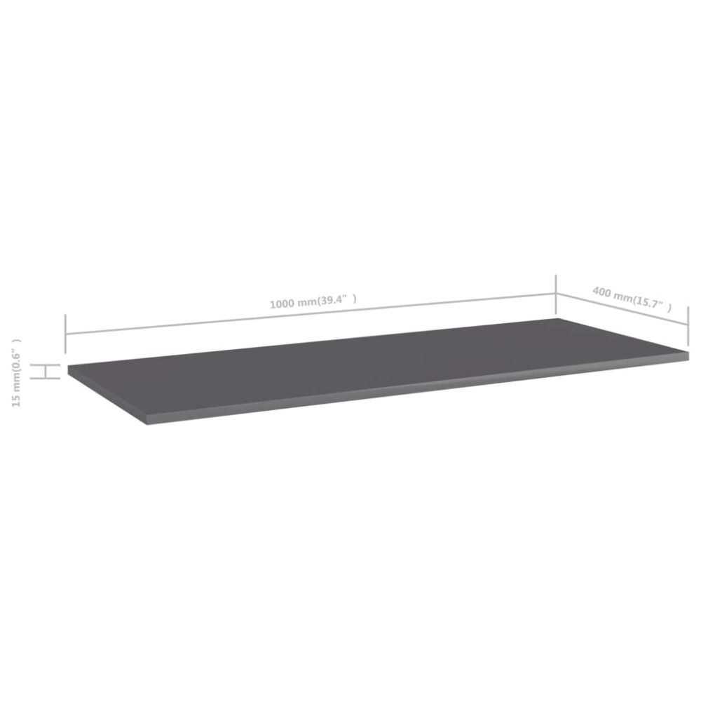 Produktbild för Hyllplan 4 st grå högglans 100x40x1,5 cm konstruerat trä