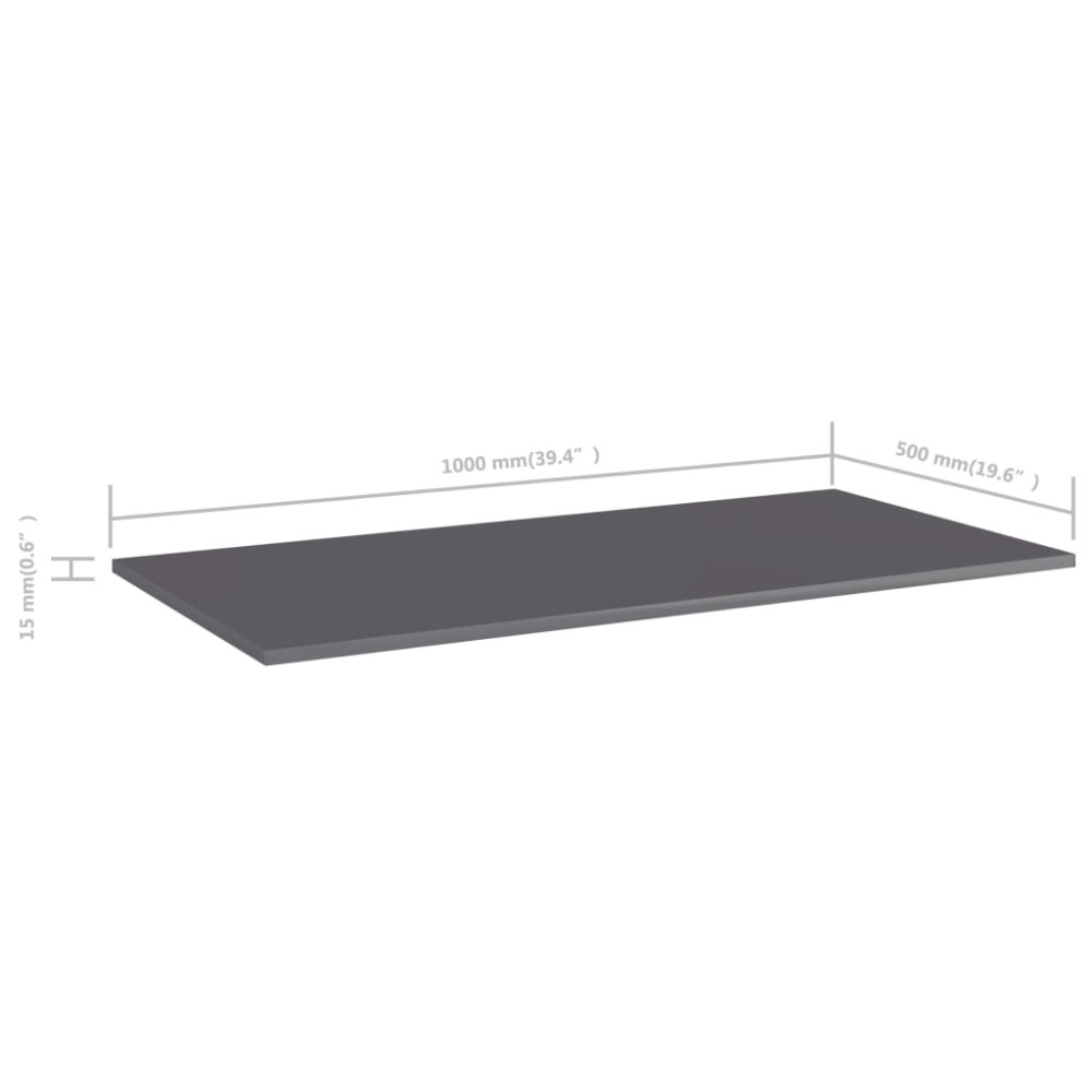 Produktbild för Hyllplan 4 st grå högglans 100x50x1,5 cm konstruerat trä