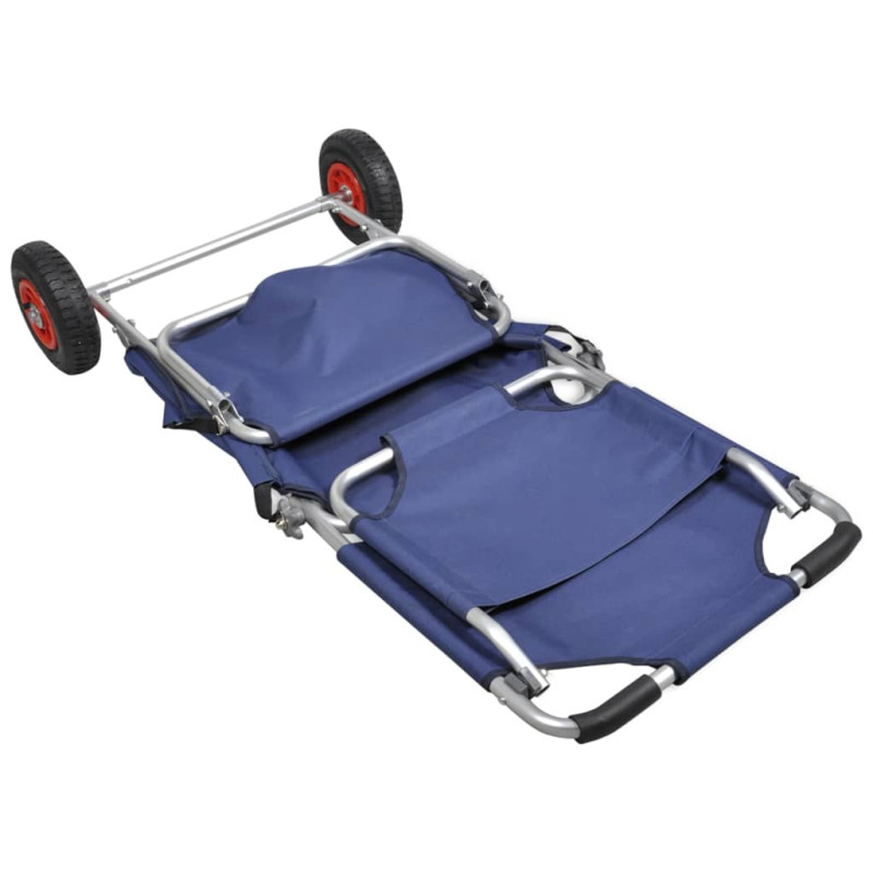 Produktbild för Strandvagn med hjul hopfällbar blå