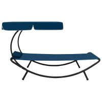 Produktbild för Solsäng med tak & kudde blå