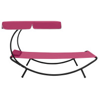 Produktbild för Solsäng med tak & kudde rosa