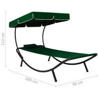 Produktbild för Solsäng med tak & kudde grön