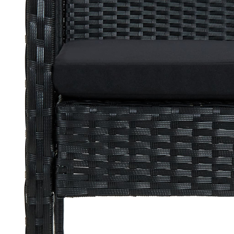 Produktbild för Loungegrupp för trädgården med dynor 4 delar konstrotting svart