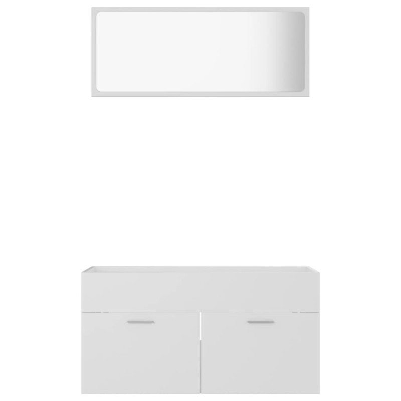 Produktbild för Badrumsmöbler 2 delar set vit spånskiva