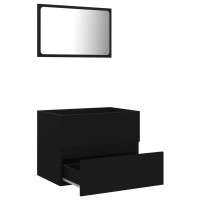 Miniatyr av produktbild för Badrumsmöbler set 2 delar svart spånskiva