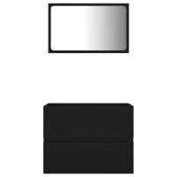Miniatyr av produktbild för Badrumsmöbler set 2 delar svart spånskiva