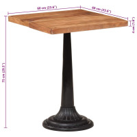 Produktbild för Cafébord 60x60x76 cm massivt akaciaträ