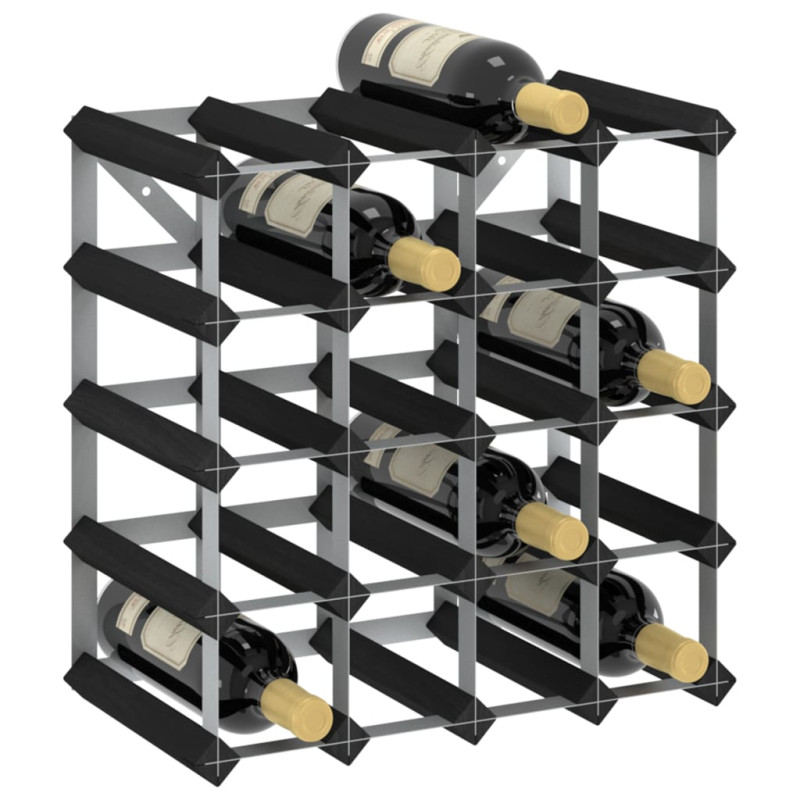 Produktbild för Vinställ för 20 flaskor svart massiv furu