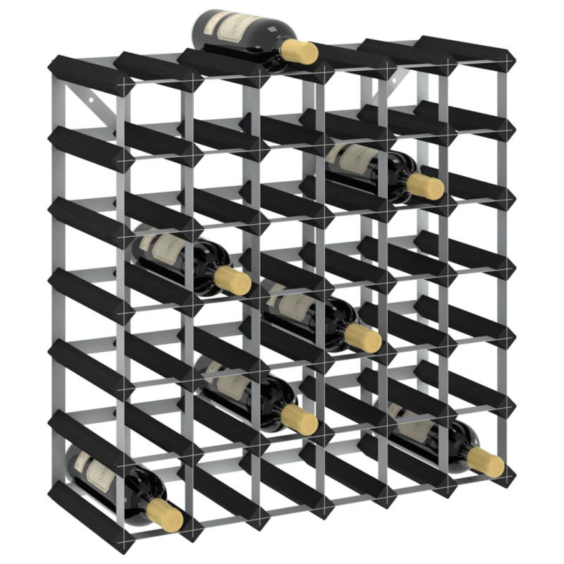 Produktbild för Vinställ för 42 flaskor svart massiv furu