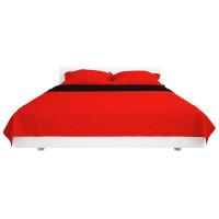 Produktbild för Dubbelsidigt quiltat överkast röd och svart 170x210 cm