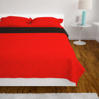 Produktbild för Dubbelsidigt quiltat överkast röd och svart 170x210 cm