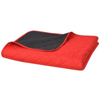 vidaXL Double-sided Quilted Bedspread Red and Black 220x240 cm