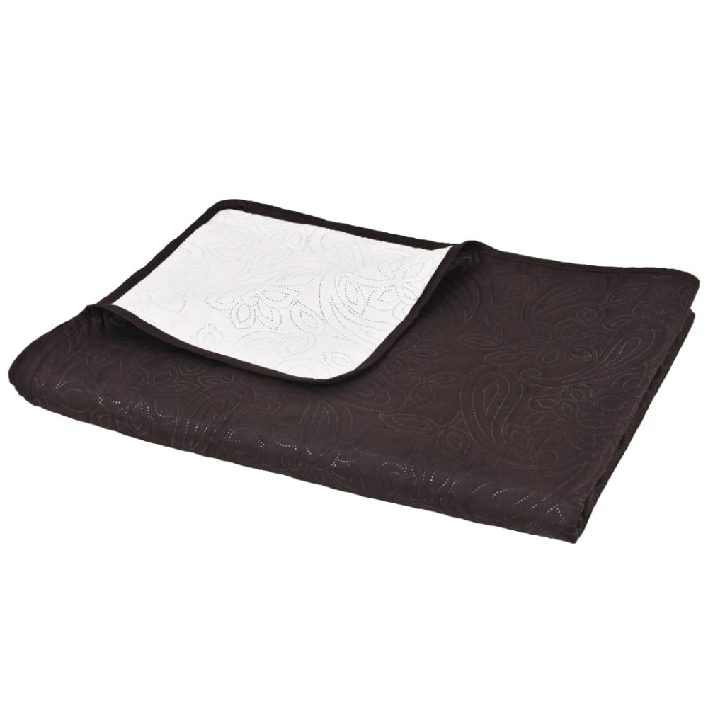 Produktbild för Överkast dubbelsidigt 220x240 cm gräddvit och brun