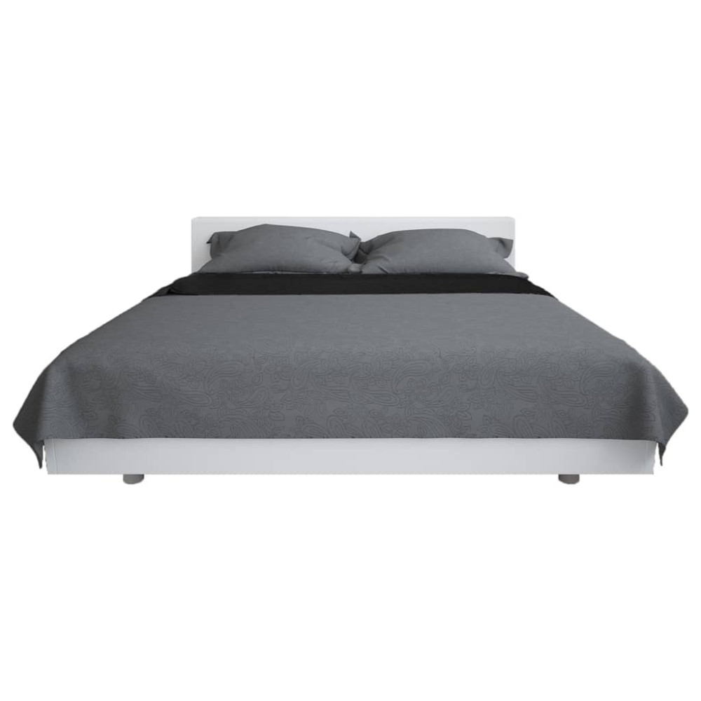 Produktbild för Överkast dubbelsidigt 230x260 cm grå och svart