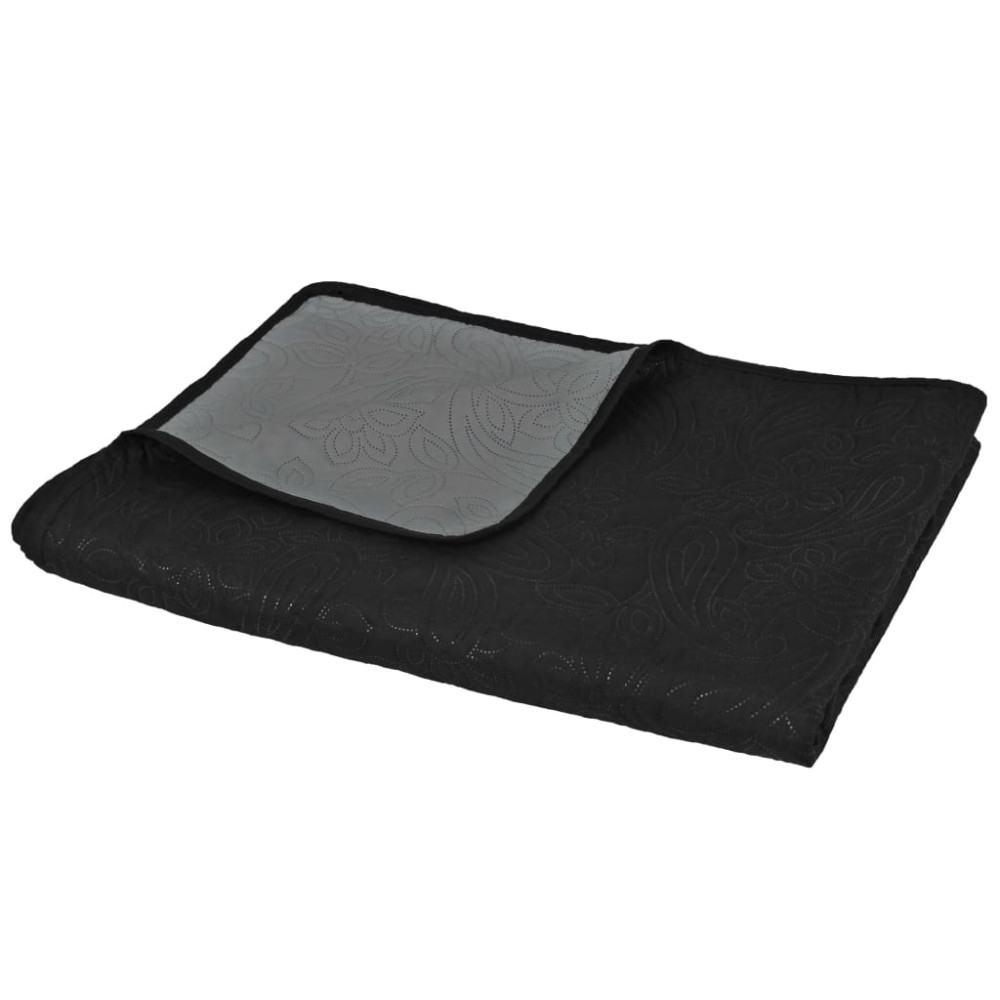 Produktbild för Överkast dubbelsidigt 230x260 cm grå och svart