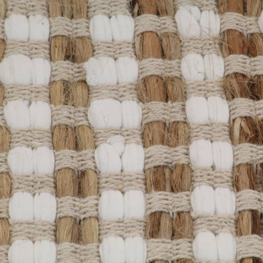 Produktbild för Badrumsmattor handvävd jute beige och vit