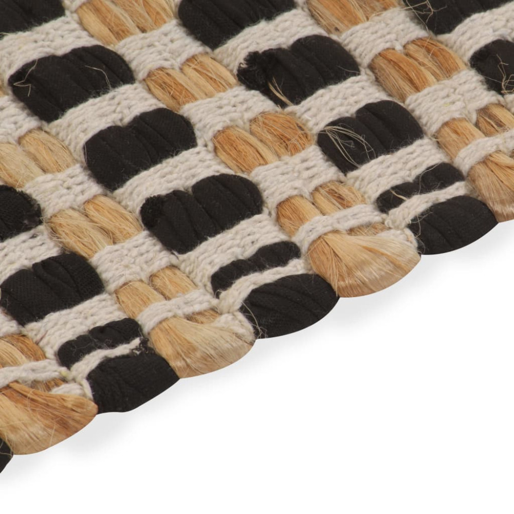 Produktbild för Badrumsmattor handvävd jute beige och svart