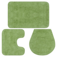 Miniatyr av produktbild för Badrumsmattor 3 st tyg grön