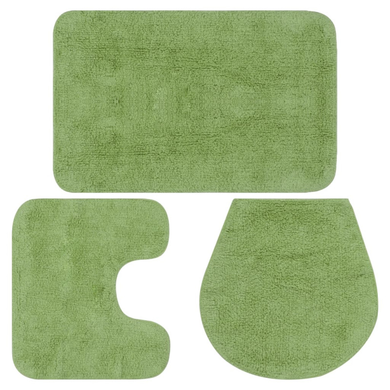 Produktbild för Badrumsmattor 3 st tyg grön