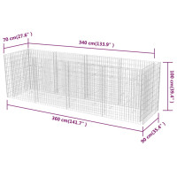 Produktbild för Planteringsgabion upphöjd stål 360x90x100 cm