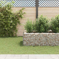 Produktbild för Planteringsgabion upphöjd stål 360x90x50 cm
